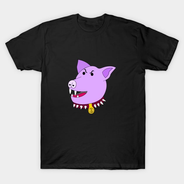 Aggressive Angry Pig Head Expression Artistic Cartoon T-Shirt by Living Emblem